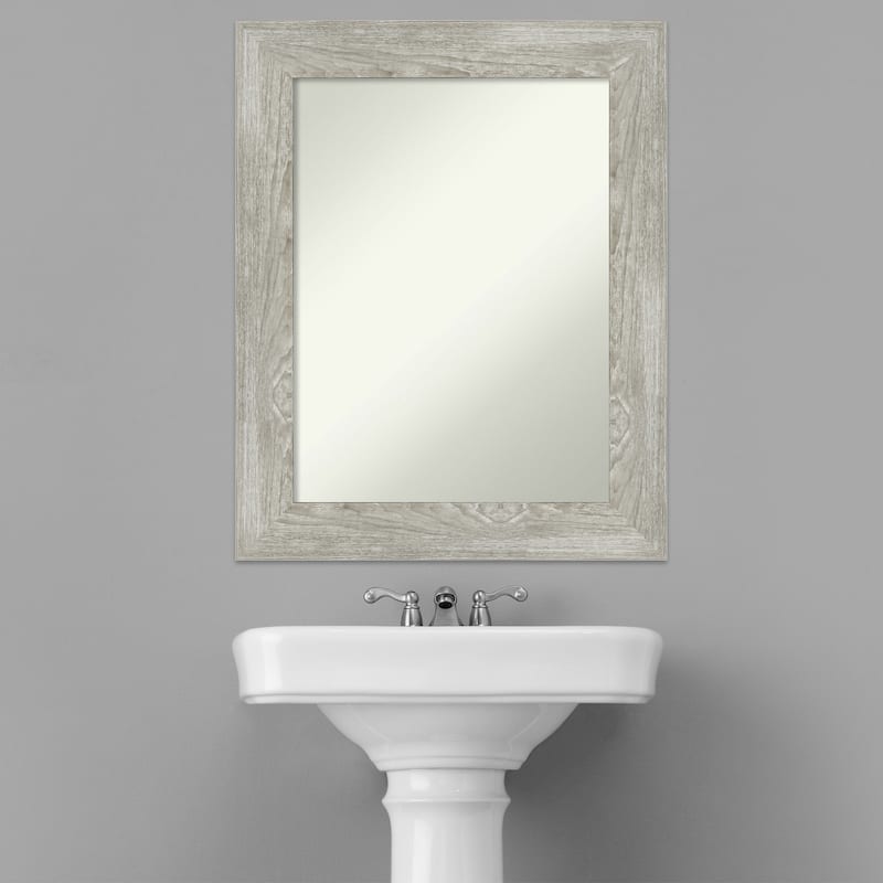 Non-Beveled Bathroom Wall Mirror - Dove Greywash Frame