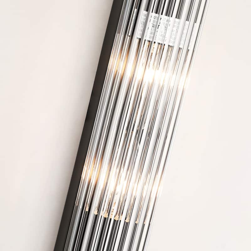 2-Light Cylindrical Wall Sconce with Ribbed Glass Rods