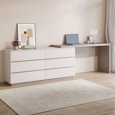 Modern Home Office Expandable Dresser Desk Combo with Drawers