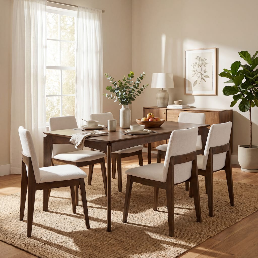 Christopher Knight Home - Westford Mid-Century 7-Piece Dining Set with Wood Upholstered Chairs