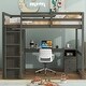 preview thumbnail 3 of 26, Full Size Loft Bed with Wardrobe, Desk, and Storage Shelves, Grey