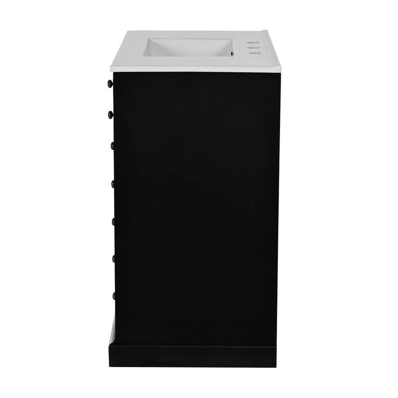 36-Inch Bathroom Vanity with Ceramic Sink, Solid Wood Frame, 2 Drawers & 2 Cabinets, Soft-Closing Hinges - 36in L Ceramic+MDF