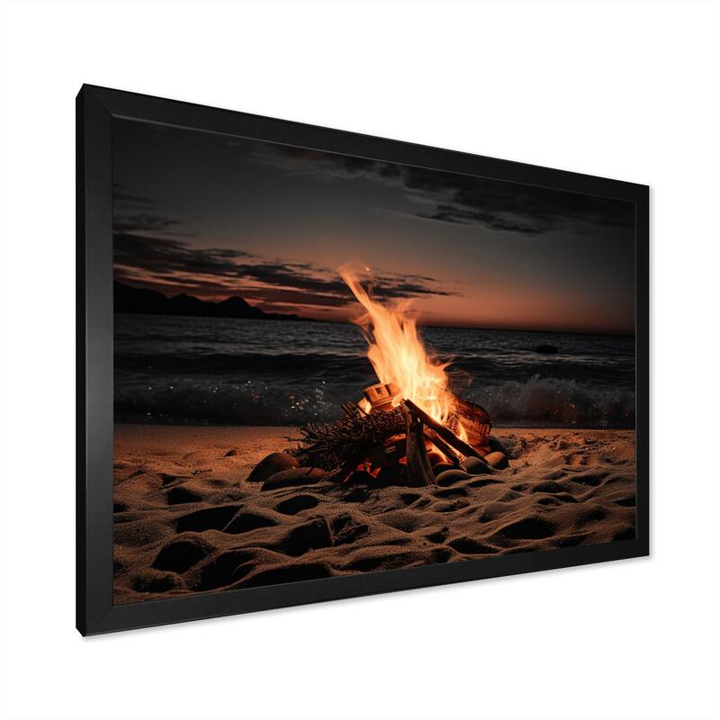 Designart "Beachside Fir At Sunset II" Nautical & Beach Framed Canvas Art Print