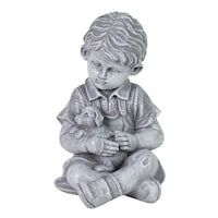 Exhart Young Boy with Puppy Resin Garden Statue, 10 Inch - Bed Bath ...