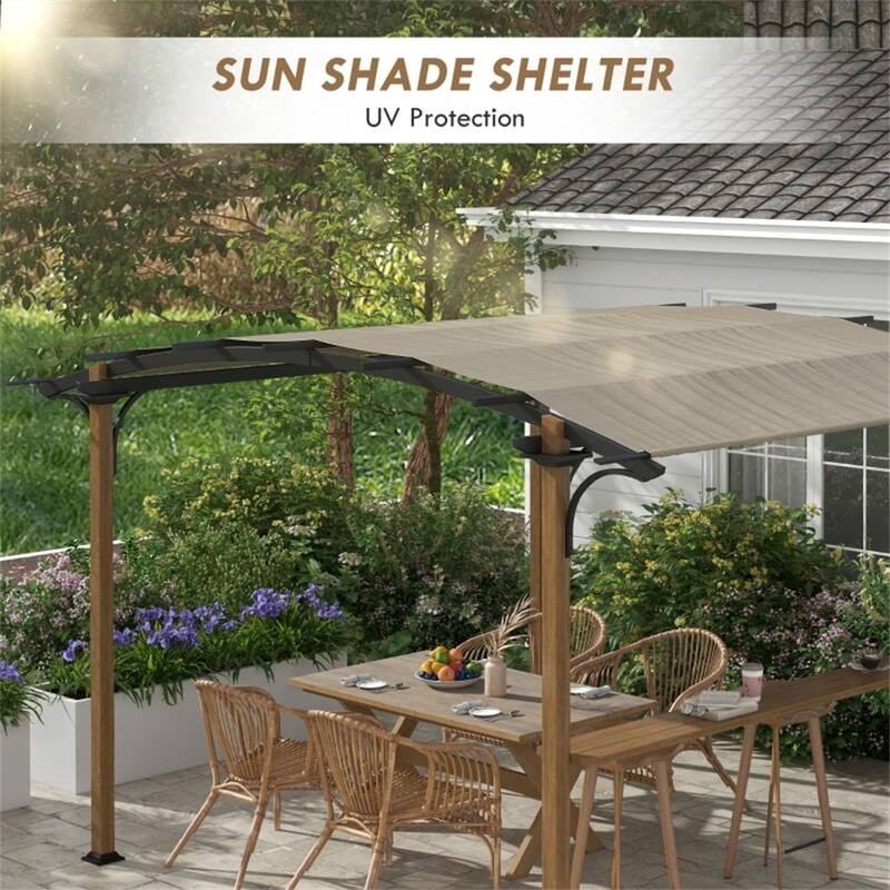 Premium Outdoor Gazebo with Integrated Bar Counter Natural/Beige Pergola with UV-Protective Mesh Canopy