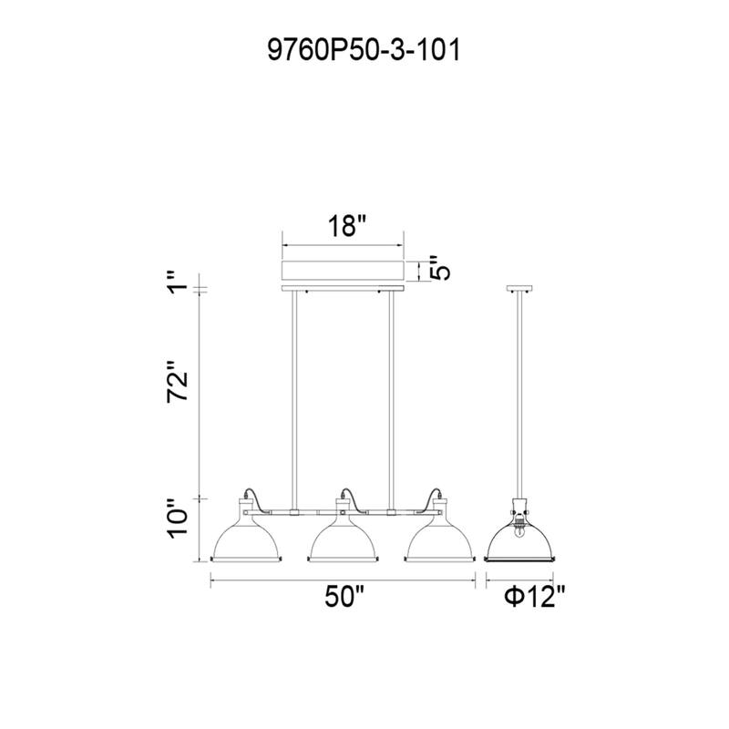 Strum 3 Light 50in Black Island Chandelier