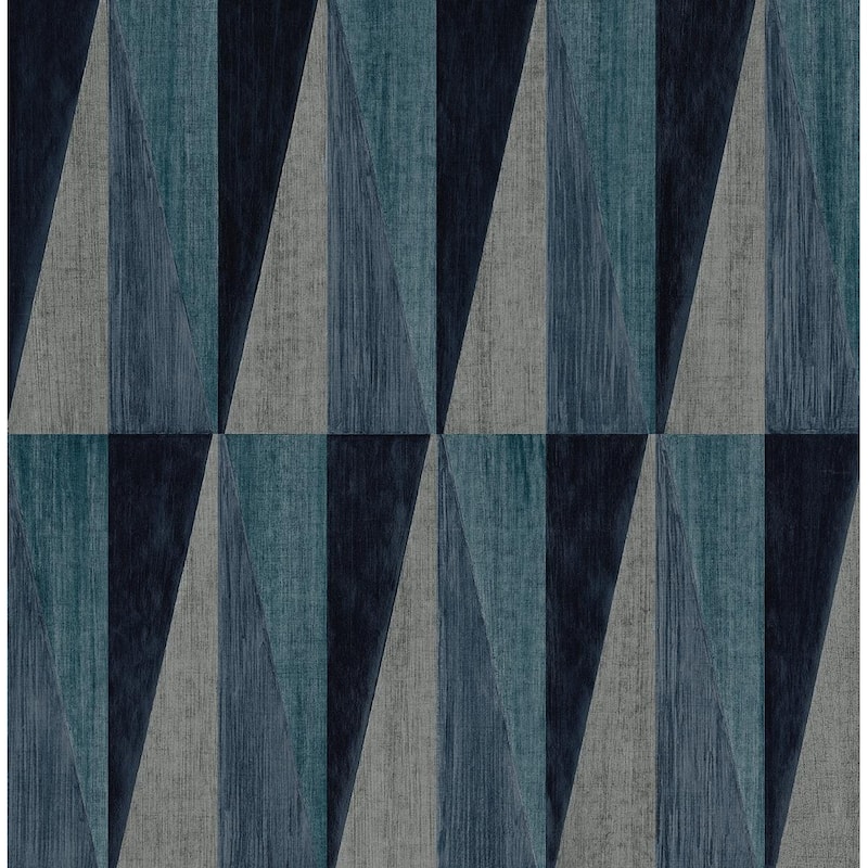 Harry & Grace Pieced Diamonds Peel and Stick Wallpaper - 20.5 in. W x 18 ft. L - Denim Blue