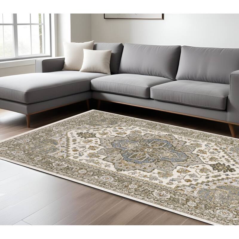 HomeRootsMedallion Traditional Runner Area Rug - 133.86' X '94.49' X '0.24