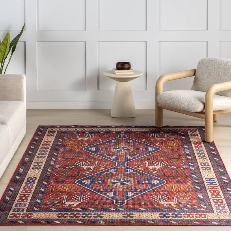 Nuloom Damaris Splashguard Medallion Machine Washable Area Rug