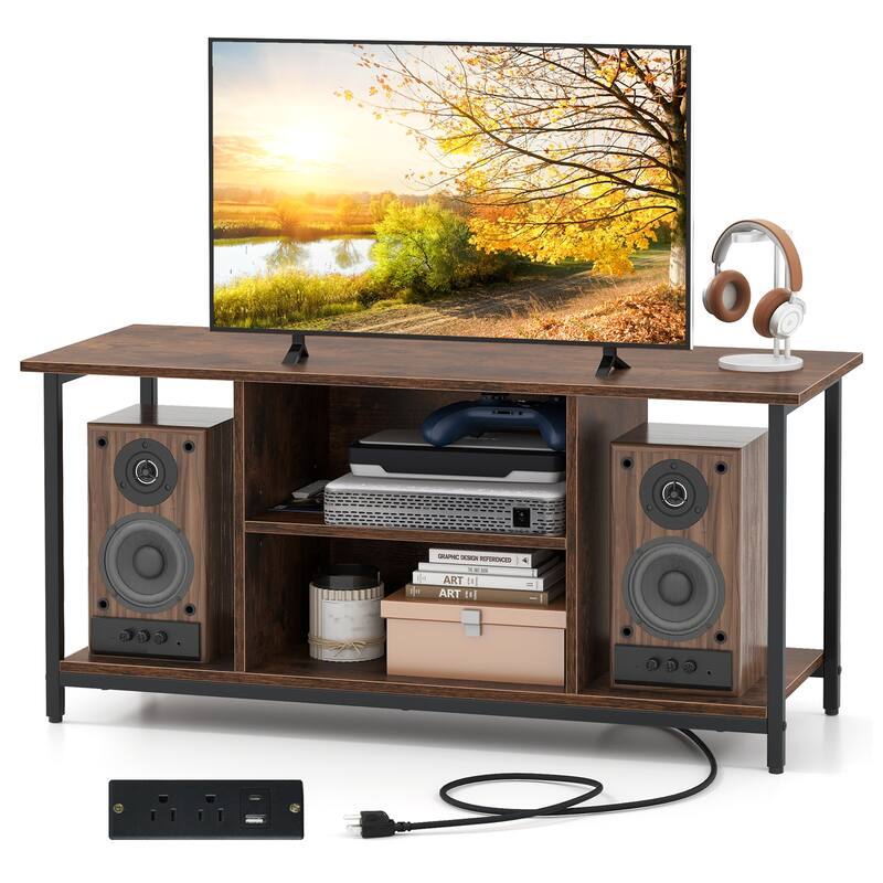 Gymax TV Stand for TVs up to 50 Inches 3-Tier Industrial Entertainment