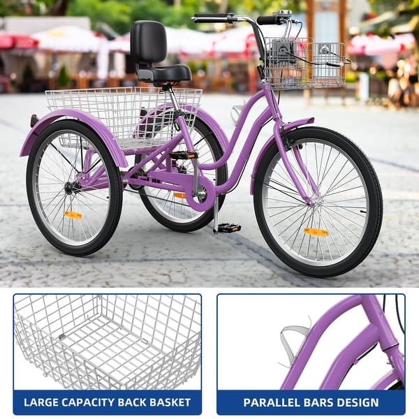 Moasis 26" Adult Tricycle 3 Wheel Bikes 1 Speed Trike Low Step Through  Cruiser Bike - Bed Bath & Beyond - 41105384