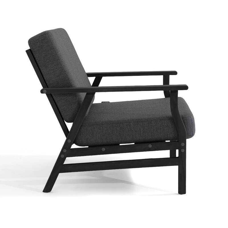 3-Piece Teak Outdoor Conversation Set with Cushions and Side Table