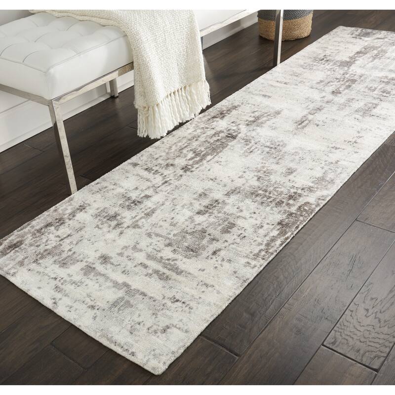 Vintage Abstract Modern Area Rug - 2'3" x 8' Runner - Ivory/Grey - Runner/Rectangle