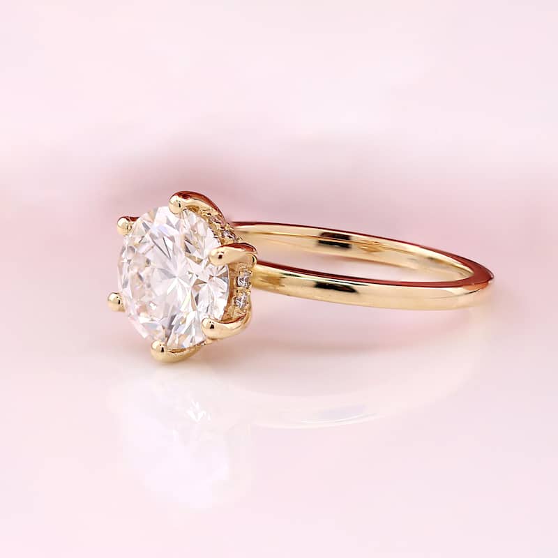 Auriya 14k Gold 7 1/6 ctw Lab grown 6-Prong Round Hidden Halo Diamond Engagement Ring (F-G VS)