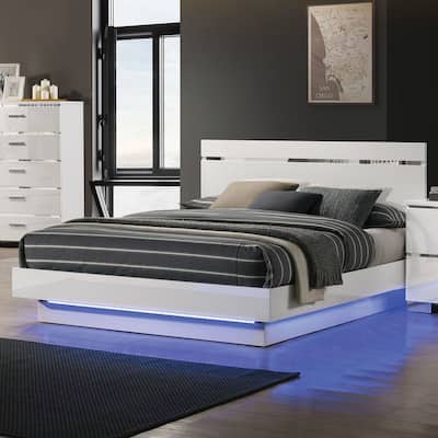Margatta Modern White LED Light Platform Bed by Furniture of America
