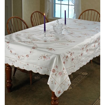Violet Linen Renaissance Embroidered Pattern Tablecloth