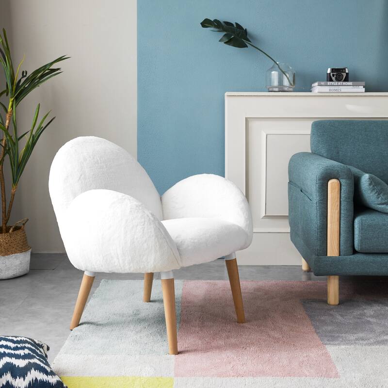 Modern 31.89" Upholstered Accent Chair with Pure Solid Wood Beech Frame for Living Room