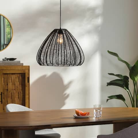 Juliette Rattan Bohemian Pendant Light - 76"H x 19"W x 19"D