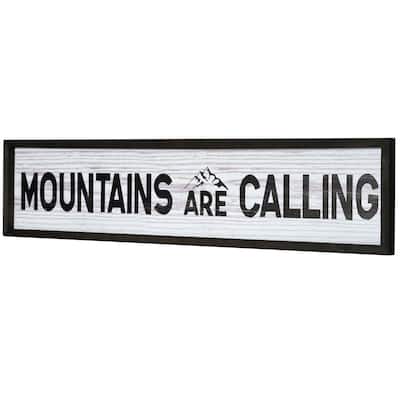American Art Decor Mountains Are Calling Wood Novelty Wall Sign - 36" x 8" - 36" x 8"