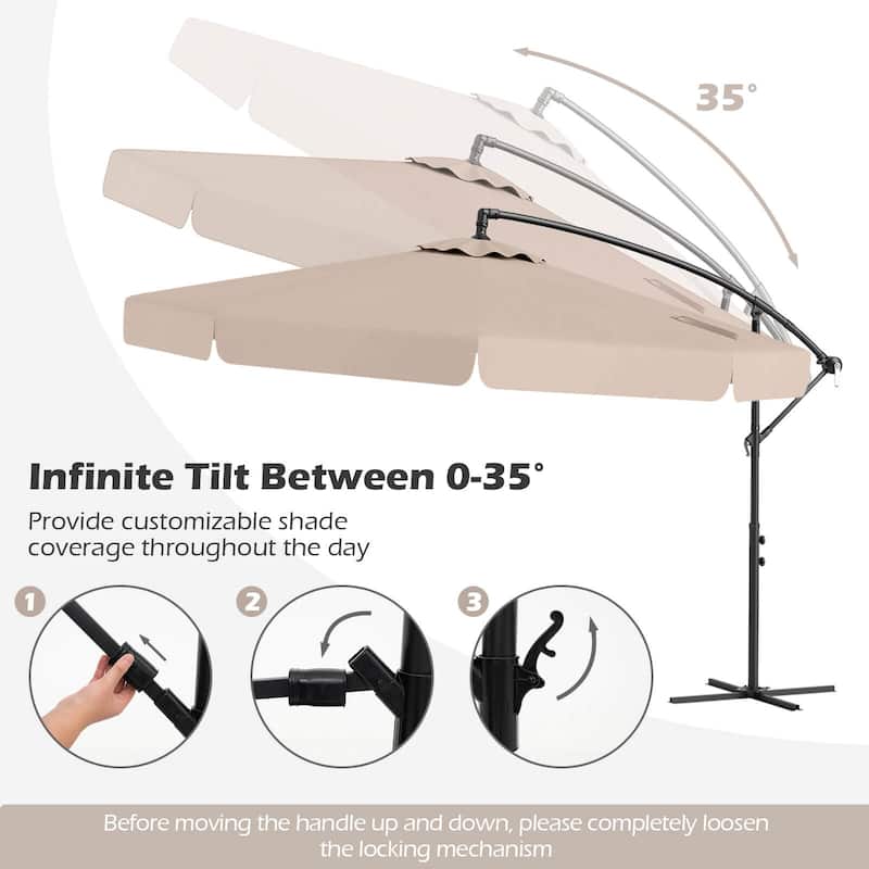 Costway 10 FT Offset Hanging Umbrella Patio Cantilever Umbrella with