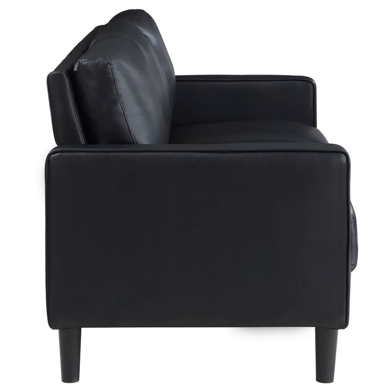 Ruth Modern Leatherette Upholstered Track Arm Sofa