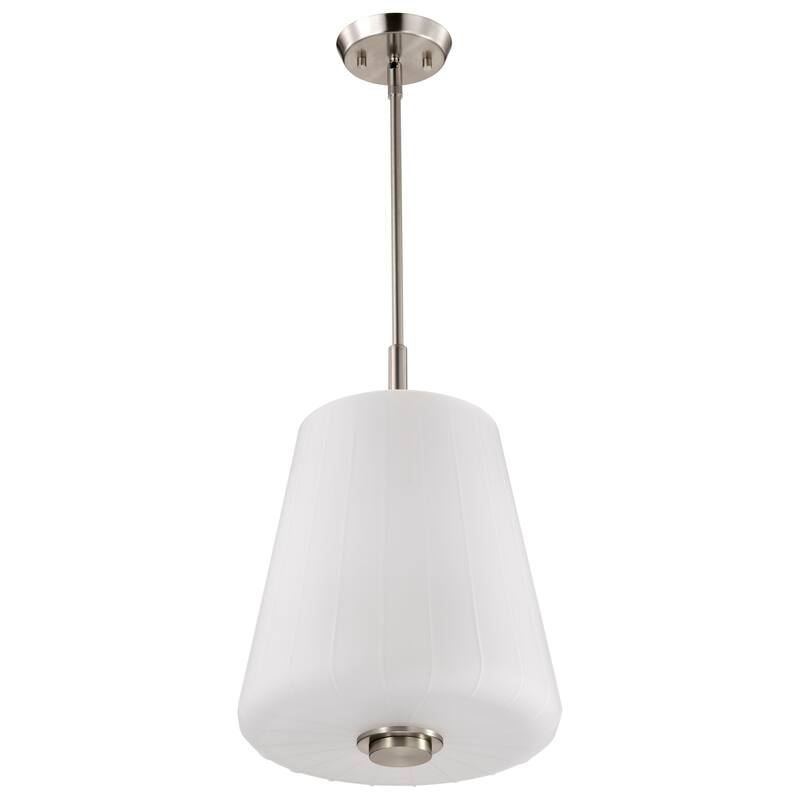 Lune 3 Light Pendant Brushed Nickel Finish Etched White Glass - Brushed Nickel
