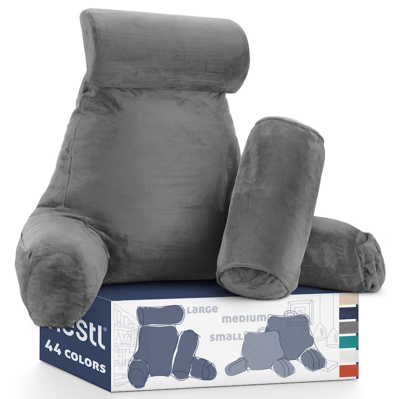 Empyrean Backrest Reading Pillow with Arms - Shredded Memory Foam Back Support Bed Rest Pillow