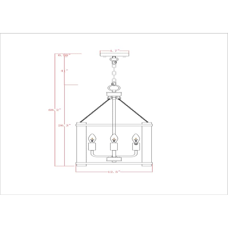 Jenus 13 Inch Antique Farmhouse Box Shape 4 Light Pendant