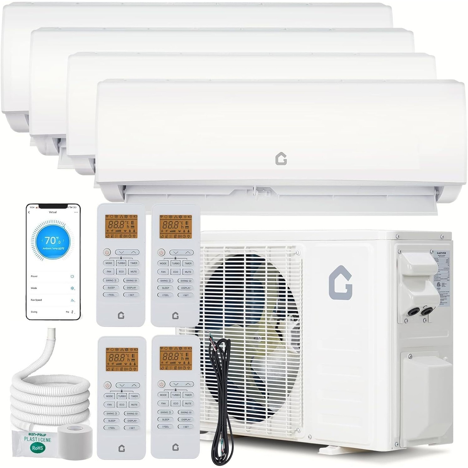 19 SEER2 35000 BTU Dual Zone Mini Split Air Conditioner, 9K+12K+12K+12K, 230V