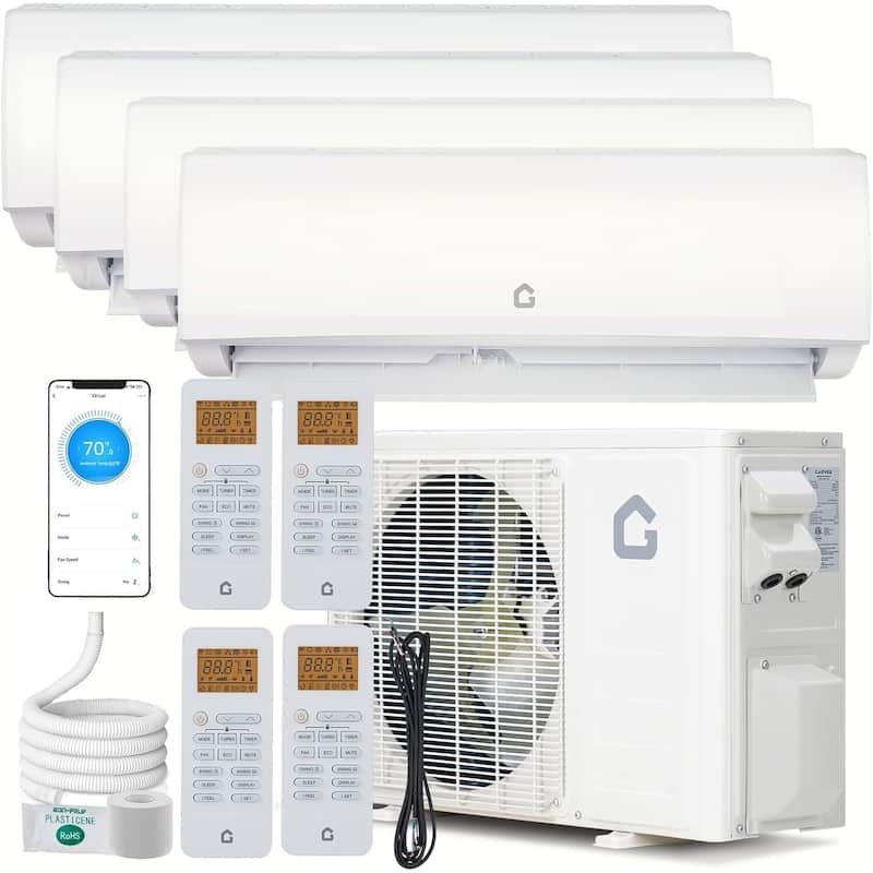 19 SEER2 35000 BTU Dual Zone Mini Split Air Conditioner, 9K+9K+12K+18K, 230V - White