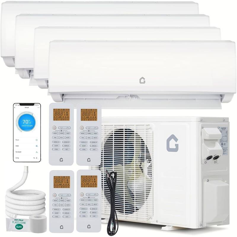 19 SEER2 35000 BTU Dual Zone Mini Split Air Conditioner, 9K+9K+9K+9K, 230V - White
