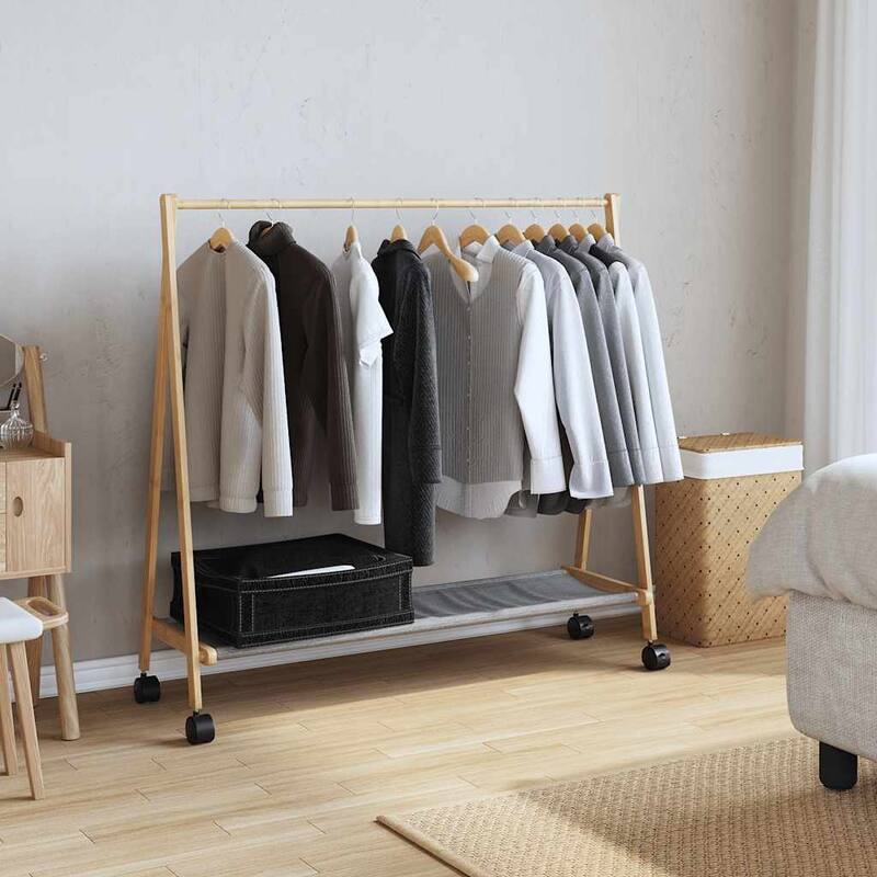 vidaXL Clothes Rack with Shelves Foldable Coat Rack Hanging Stand Hanger Bamboo