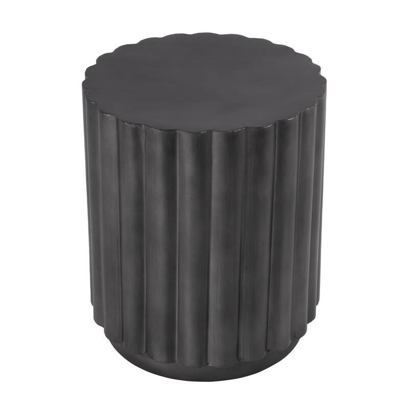 Ava 15 in. W Round Iron Fluted Side Table - Gray