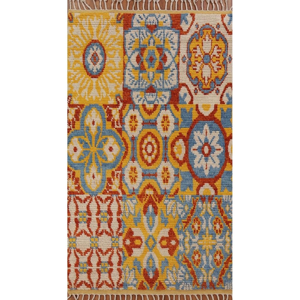 Pastel Color Moroccan Contemporary Area Rug Hand-knotted Wool - 5'0" x 8'1"