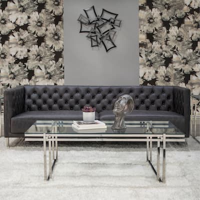 Sagebrook Home Modern Glam Metal Coffee Table with Glass Top
