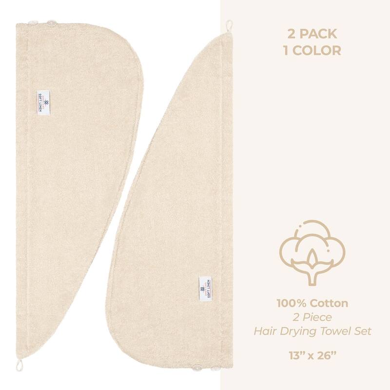 American Soft Linen 100% Cotton Hair Drying Towels for Women, Cotton Hair Turban Turkish Towel Wrap, Head Towel Cap for Hairs