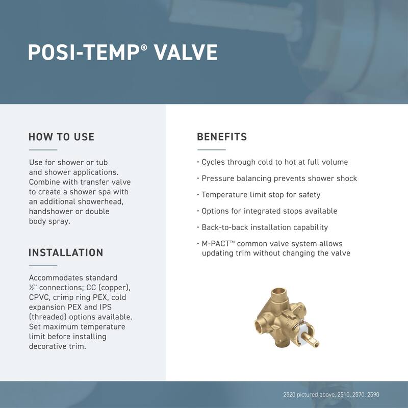 Moen Eva Single Function Pressure Balanced Valve Trim Only with Single