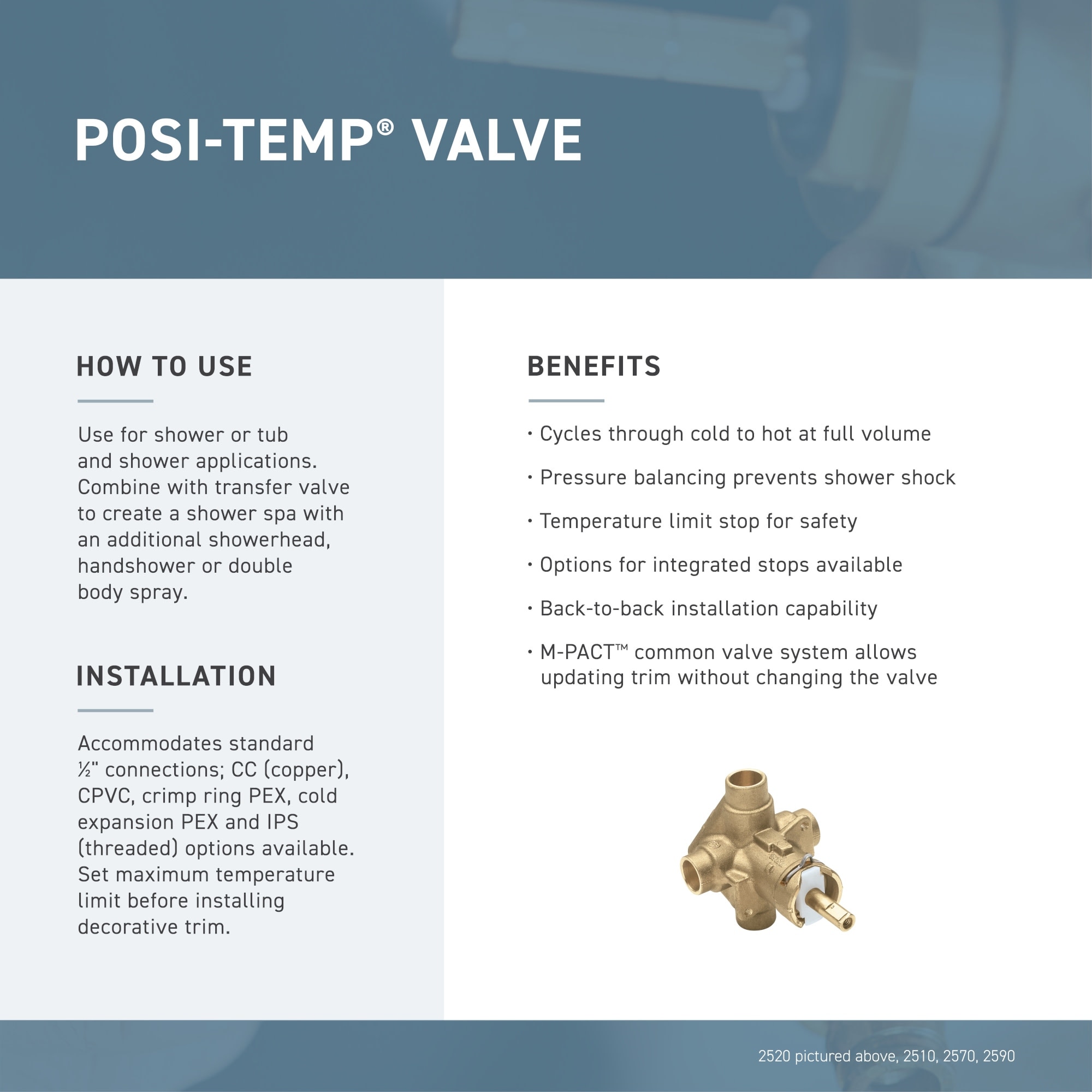 Moen Eva Single Function Pressure Balanced Valve Trim Only with Single