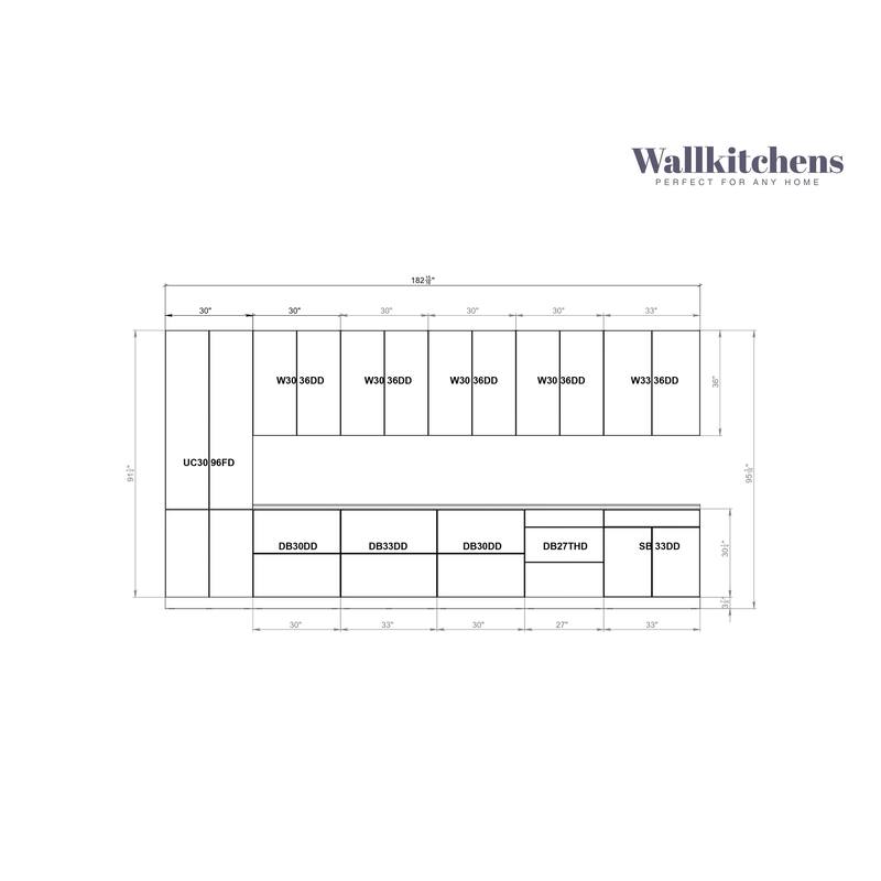 Kitchen Celestial Collection Gray Color Base Size 15Ft Wide - 182x24