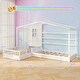 preview thumbnail 6 of 18, L-Shaped Double Twin House Platform Beds with Full-Length Guardrails and Decorative Window
