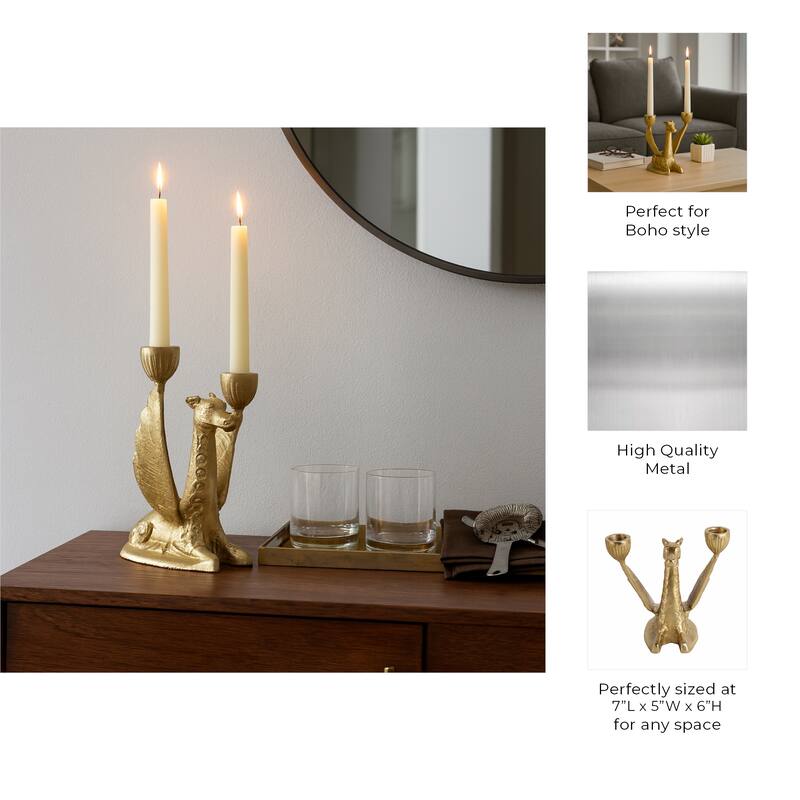 Metal Giraffe with Wings Taper Candle Holder - Gold, 6 in. - 7.0"