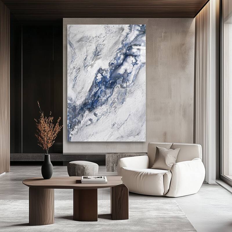 Blue Aetheris Abstract Hand Painted Oil Canvas Wall Art 47"x31"