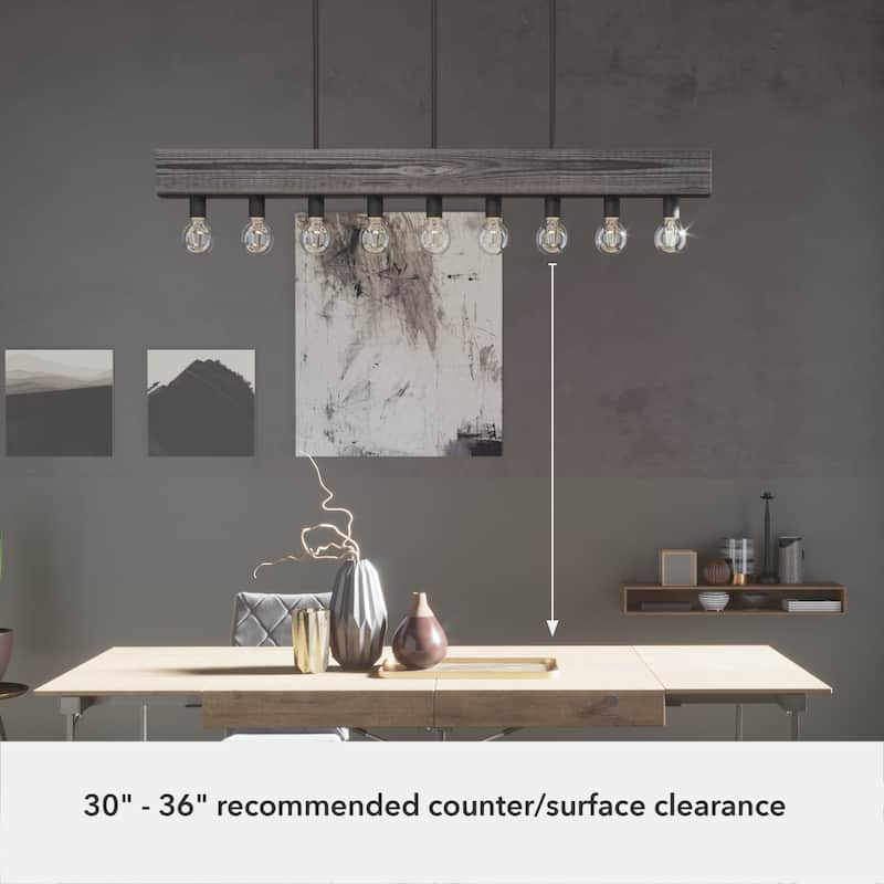 Hunter Donelson 9-Light Linear Chandelier - Rustic, Farmhouse - Dining Room, Kitchen Island