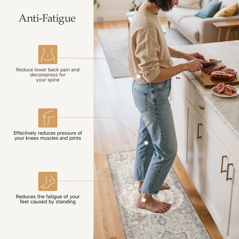 Mcow Harmony Multicolor Floral Boho Anti-Fatigue Memory Foam Kitchen Mat Set