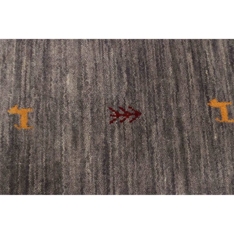 ECARPETGALLERY Hand Loomed Kashkuli Gabbeh Grey Wool Rug - 2'6 x 7'6