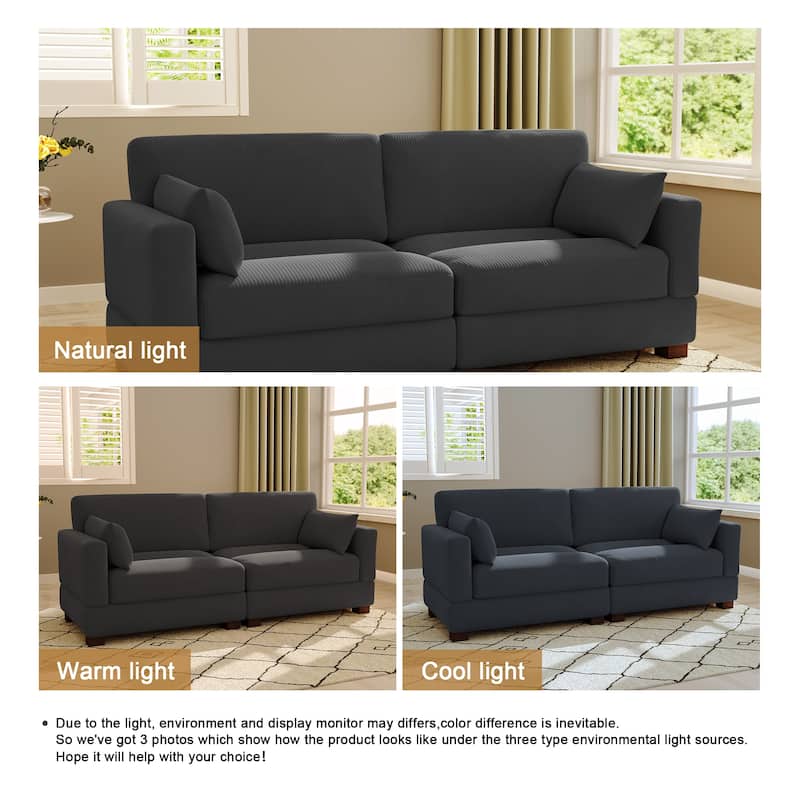 Modern Corduroy Modular Couch Sectional Sofa With Pillows
