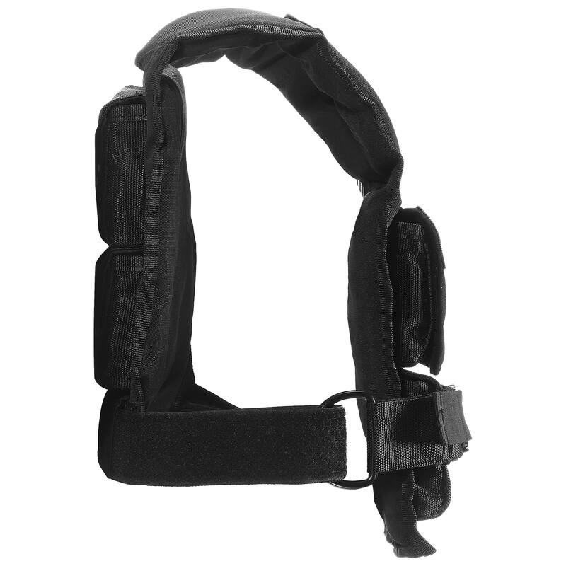 Black Nylon Weighted Vest with Metal Buckle and Reflective Stripes - 35 lbs