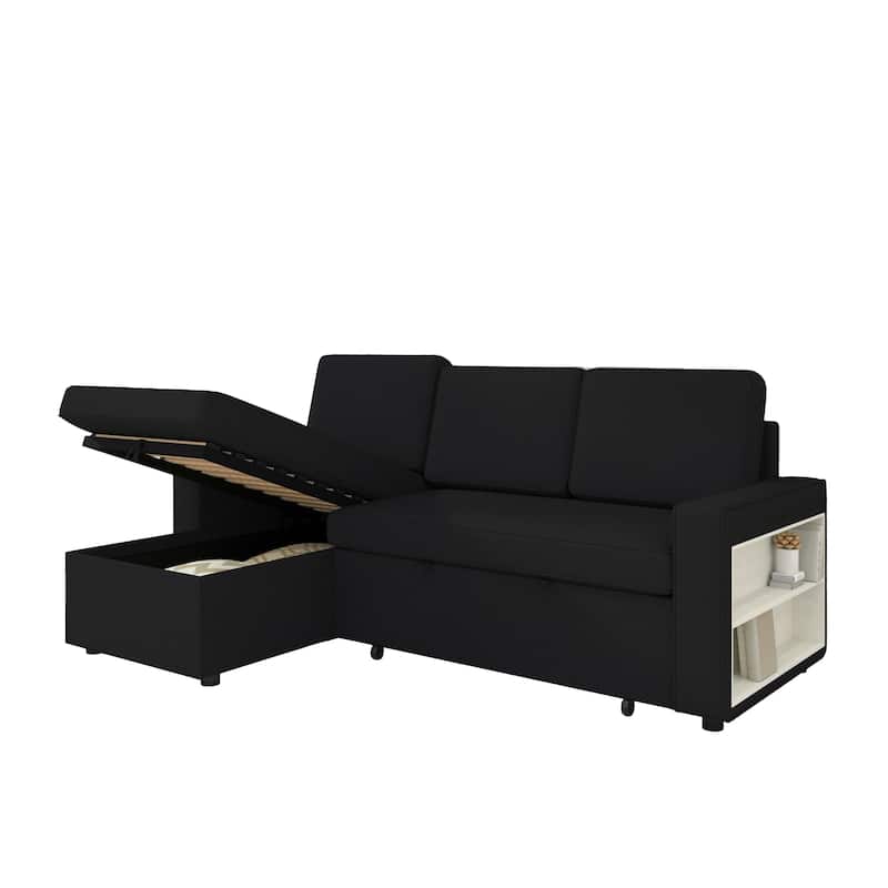 L-Shaped Couch Convertible Sofa Bed with Storage Chaise
