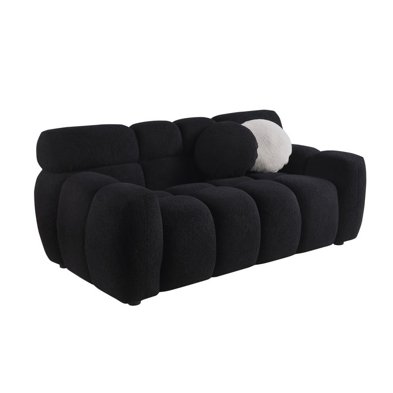 Two Sizes Of Teddy Velvet Upholstered Sofa