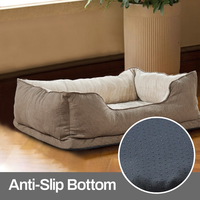 Soft Plush Bolstered Rectangle Dog Bed